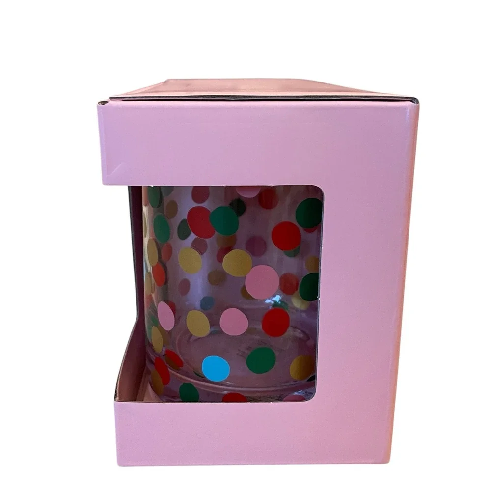 Kate Spade ITS RAINING CONFETTI Double Old Fashioned Whiskey Glass Set of 2 New